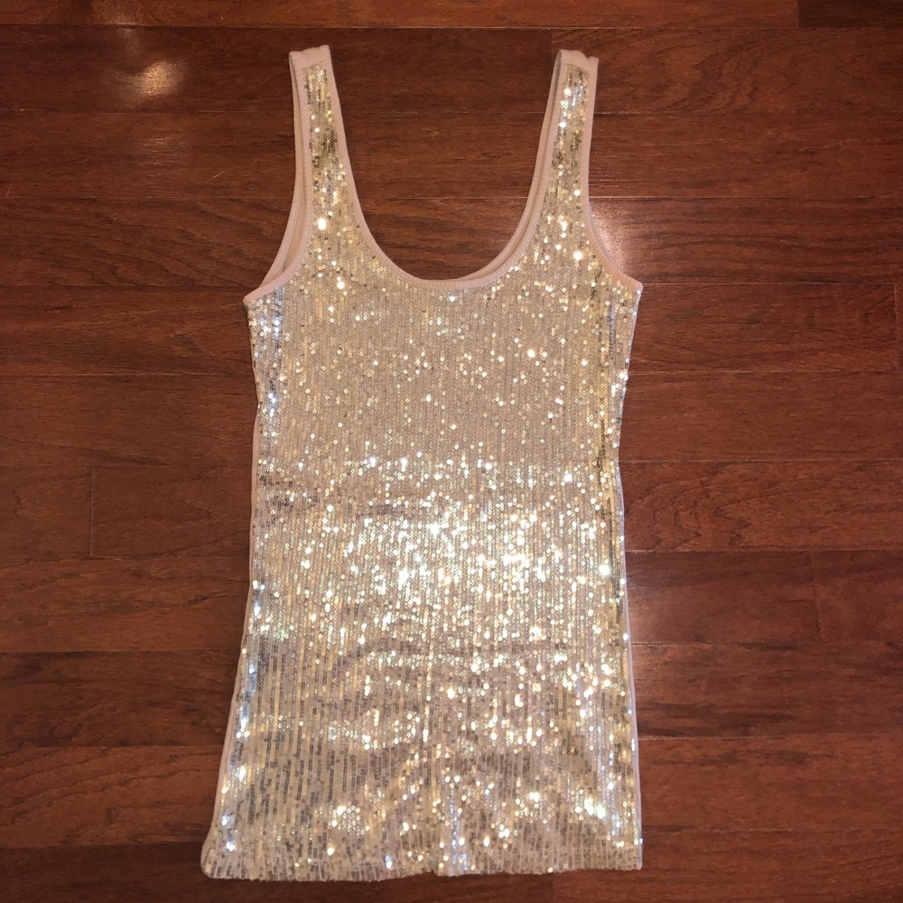 EXPRESS Gold Sequin Tank Top Sz M